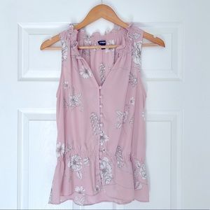 Express pink Floral Peplum Tank blouse size S